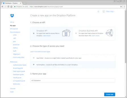 Dropbox Client New App