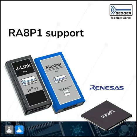J-Link devices alongside Renesas RA8P1