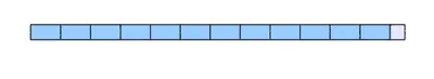 A horizontal progress bar is displayed, consisting of ten segments. Nine segments are filled with a light blue color, indicating completion. One segment is empty, representing remaining progress. The overall bar visually suggests that the task is 90% complete.