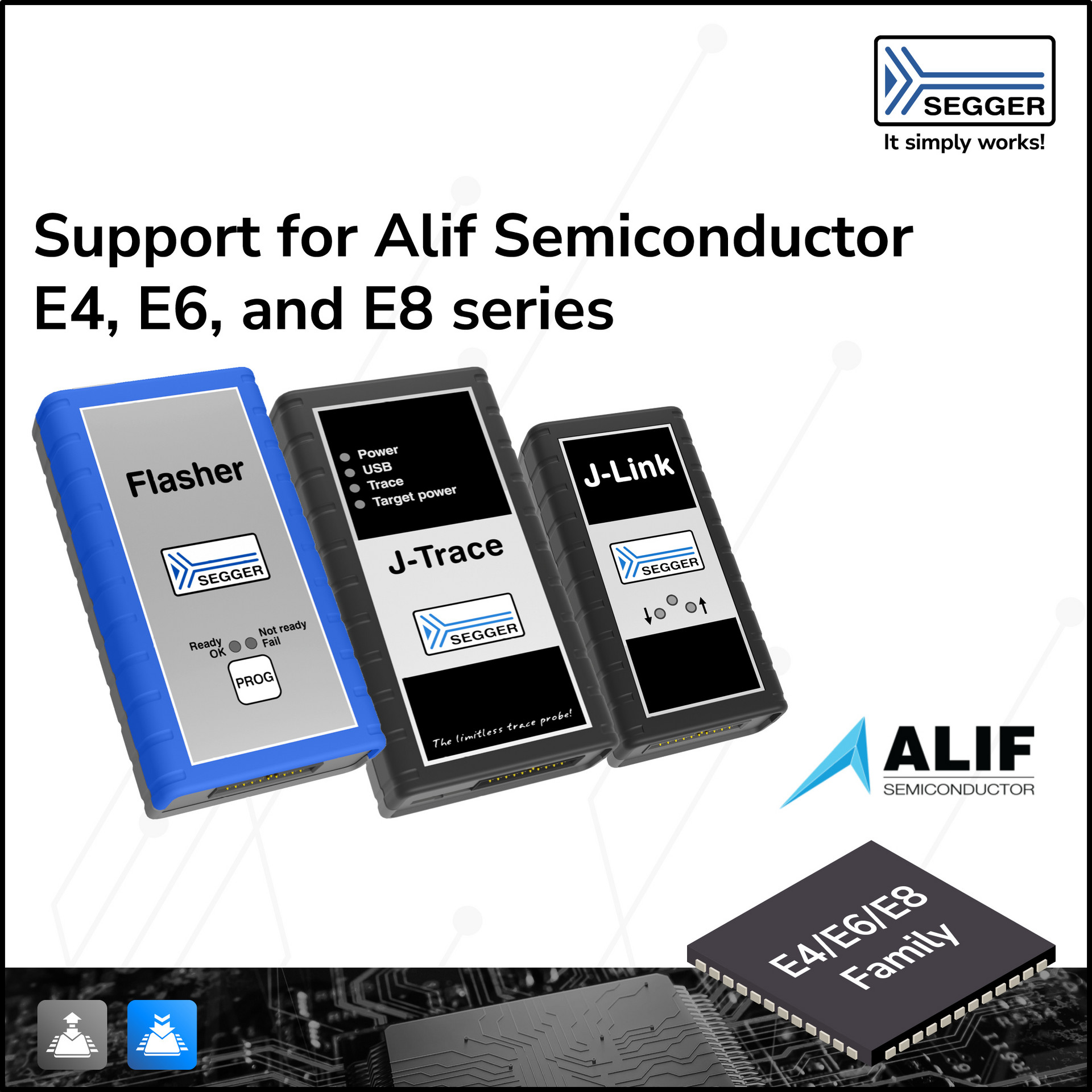 SEGGER announces debug  trace  and programming support for select Alif Ensemble series devices