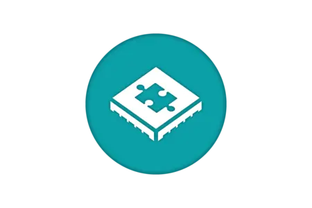 Icon of a computer chip with a puzzle piece design, set against a turquoise circular background. The image symbolizes technology and problem-solving, highlighting the concept of integration and innovation in computing.