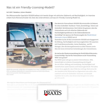 SEGGER Press: Was ist ein Friendly-Licensing-Modell?