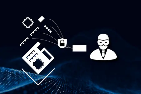 Use case graphic: Securing data at rest Broken microcontroller, lock, attacker