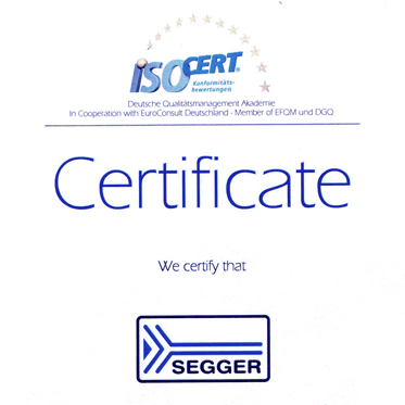 ISO Certification SEGGER ISO Certification