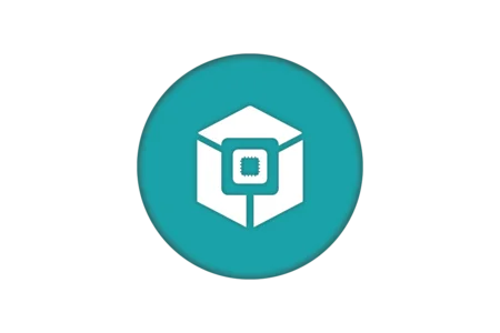 A white icon of a cube with an embedded square towards the center, set against a circular teal background. The design suggests a tech-oriented concept, possibly related to data or digital storage.