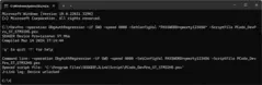 Command prompt window displaying a series of commands and outputs related to device provisioning. It includes a specified script file, a password, and indicates that the device has been unlocked. The prompt is ready for further commands.