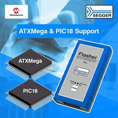 News graphic: Two microcontrollers and SEGGER Flasher