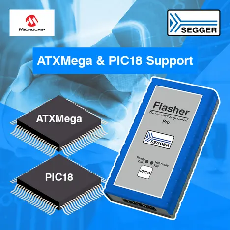 News graphic: Two microcontrollers and SEGGER Flasher