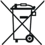 A crossed-out trash bin symbol, indicating that the item should not be disposed of in regular waste. This image serves as a reminder to recycle or properly manage specific materials instead of throwing them away.