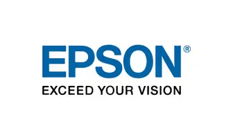 Logo of Epson featuring the brand name "Epson" in large blue letters, followed by the slogan "Exceed Your Vision" in black underneath. The design emphasizes innovation and high-quality visuals.