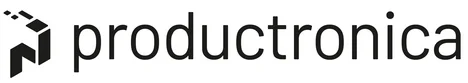 The image features the word "productronica" in bold, modern typography. A stylized icon resembling a series of connected shapes is present to the left, symbolizing innovation in electronics manufacturing. The overall design conveys a sense of technology and progress in the industry.