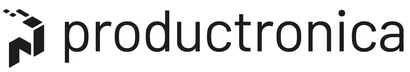 The image features the word "productronica" in bold, modern typography. A stylized icon resembling a series of connected shapes is present to the left, symbolizing innovation in electronics manufacturing. The overall design conveys a sense of technology and progress in the industry.