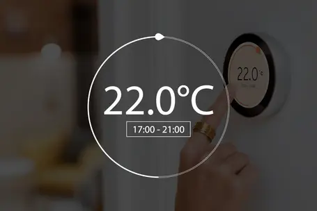 Use case image for emWin used on consumer products showing a GUI for a temperature control