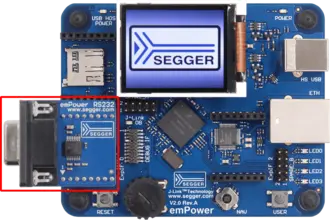 Product photo of SEGGER emPower board with RS232 add-on module