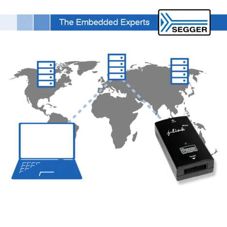 J-Link and Flasher can be accessed remotely via a world wide tunnel server network