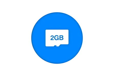 white 2GB on blue background