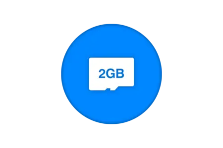 Extra-large memory white 2GB on blue background