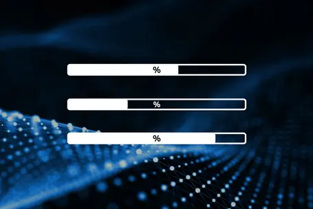 Two speech bubbles are centered against a dark blue background with flowing lines and dots, symbolizing communication and conversation. The design emphasizes connectivity and dialogue.