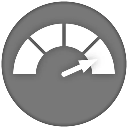 A circular gauge with a needle pointing to the right, indicating a level or measurement. The gauge is divided into segments and set against a gray background.