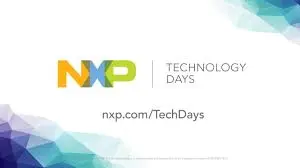 Text promoting NXP Technology Days, featuring the NXP logo and the website link nxp.com/TechDays. The design incorporates colorful geometric shapes to enhance the visual appeal.