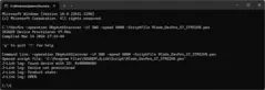 A command line interface window displaying a series of commands and logs related to a SEGGER device provisioning process. The text includes details about device identification, product state, and a script file path.