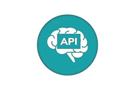 A teal circular icon featuring a white brain graphic with the text "API" enclosed in a rectangular box at the center. The design symbolizes the connection between cognitive processes and application programming interfaces.
