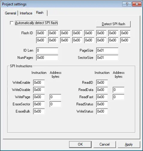 J-Flash Project Settings Flash Manual