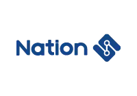 Logo of "Natlon" in blue text, accompanied by a geometric design featuring lines and dots, suggesting a modern and connected theme. The overall style is clean and professional, indicative of a tech-focused company.