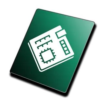 An illustration of a printed circuit board featuring a central chip, connectors, and lines symbolizing electrical paths. The background is a gradient of green, emphasizing the technology theme.