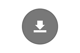 A gray circular button featuring a downward arrow above a horizontal line, indicating a download action.