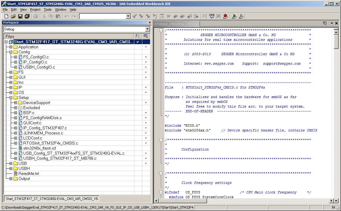open folder in segger embedded studio