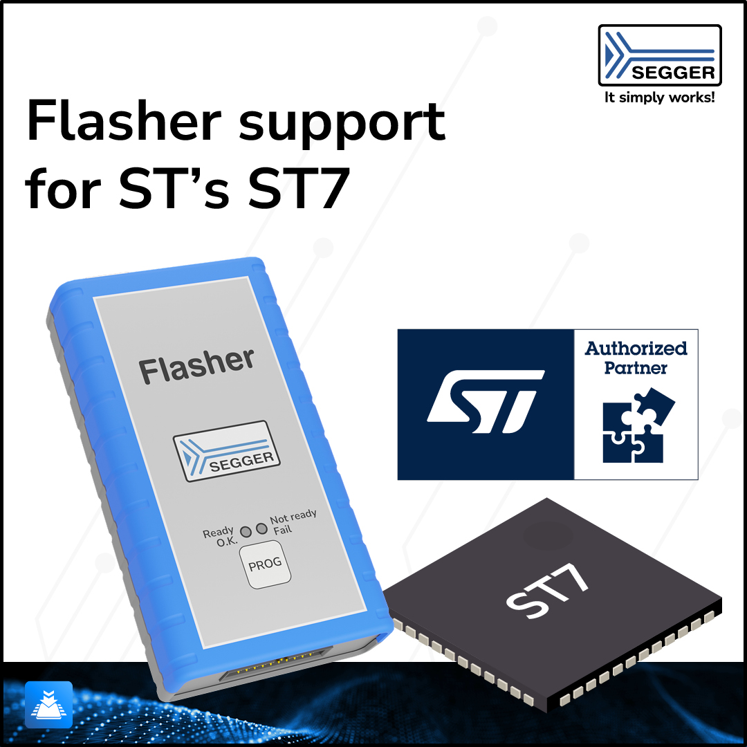 SEGGER announces Flasher support for ST7 microcontrollers